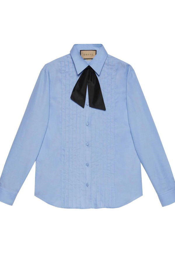 Gucci plisserad oxford-skjorta - Blå