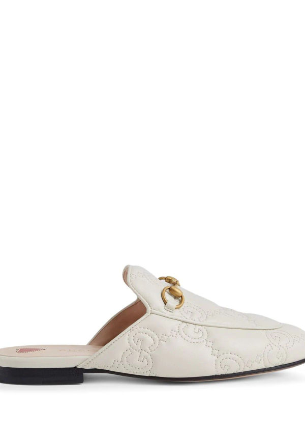Gucci Princetown tofflor med präglad logotyp - Vit