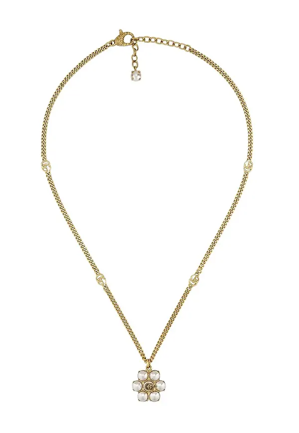 Gucci pärlhalsband med logotyp - Guldfärgad