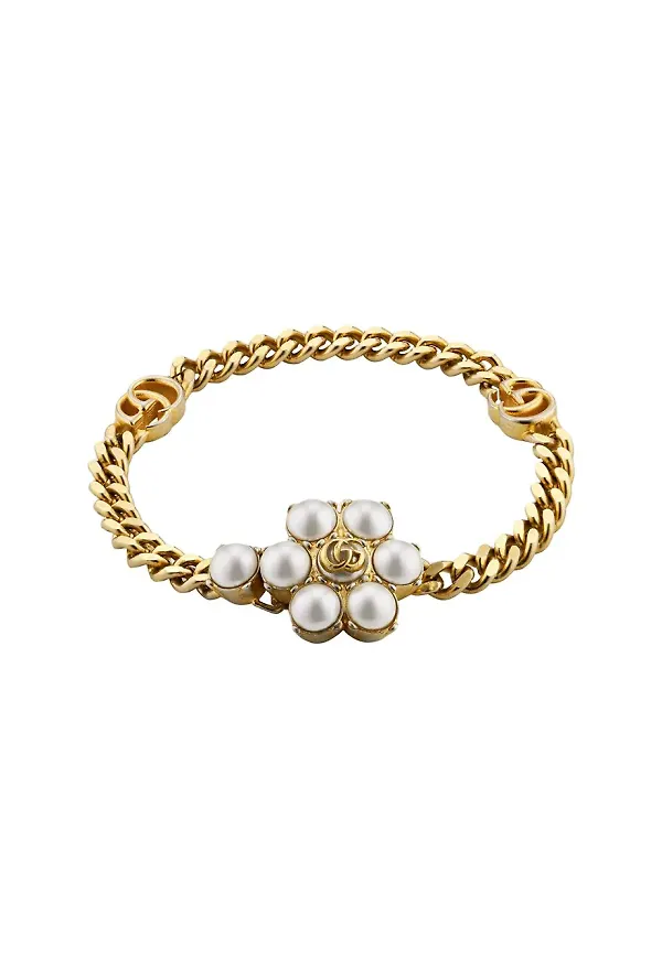 Gucci pärlprytt armband - Guldfärgad