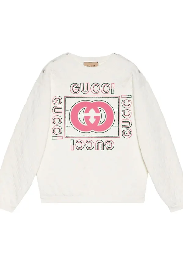 Gucci quiltad sweatshirt med logotyp - Vit