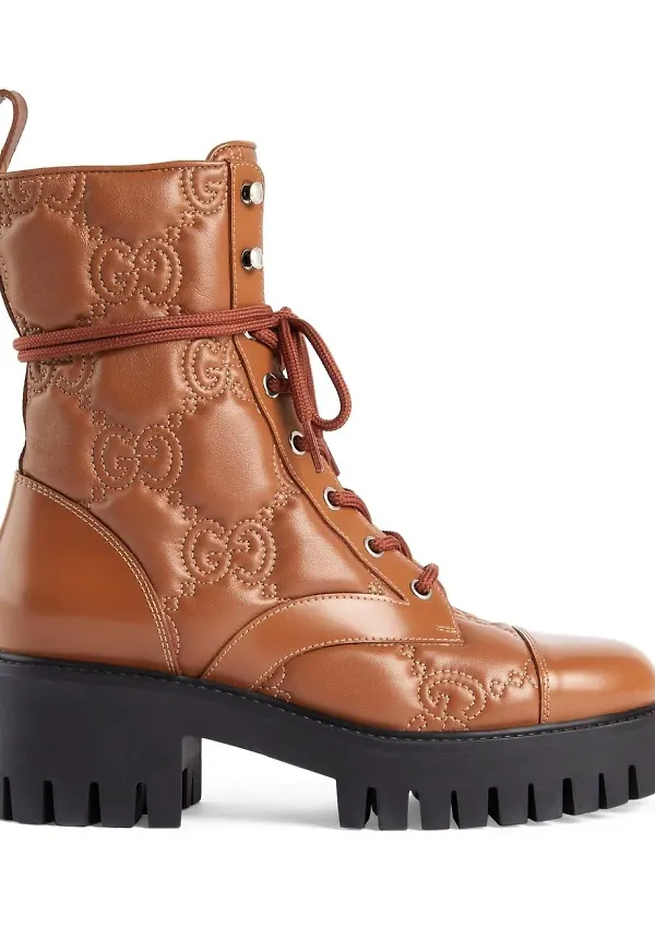 Gucci quiltade stövletter - Brun