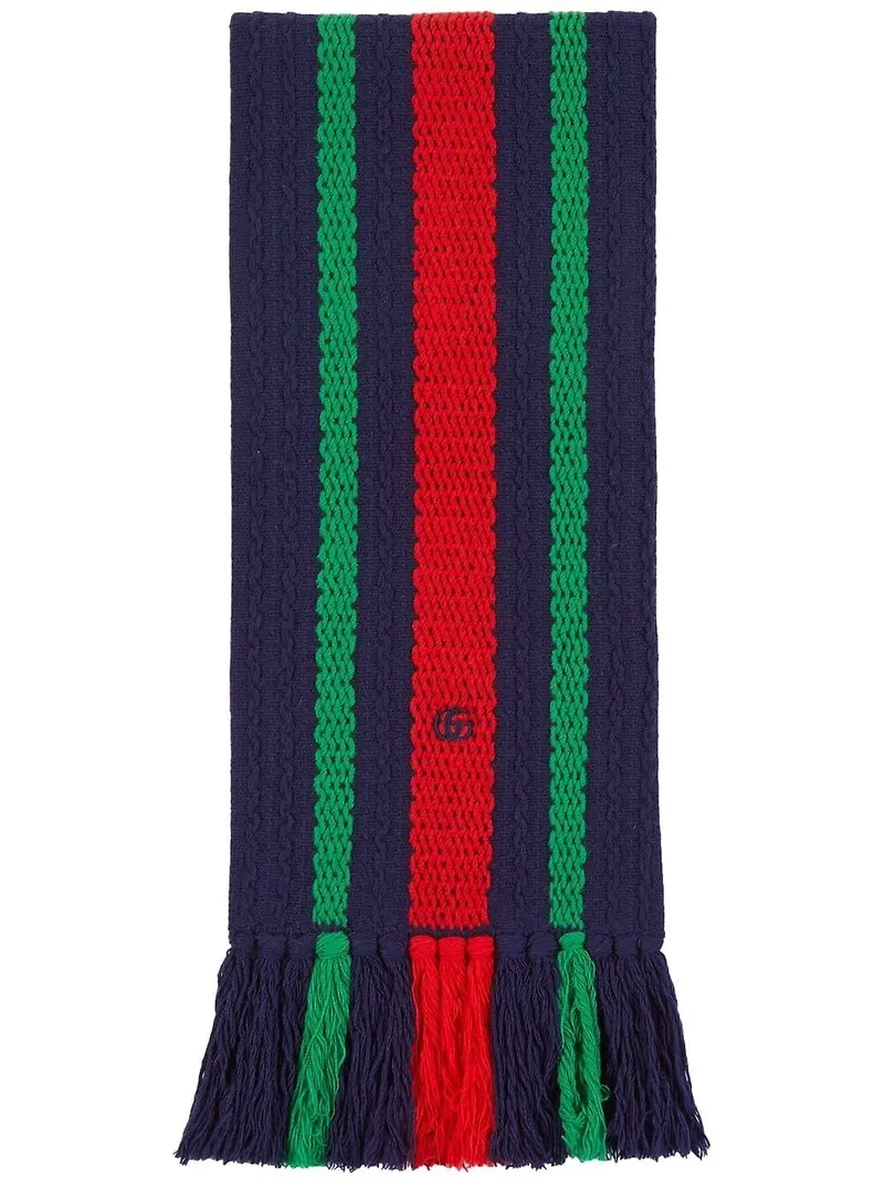 Gucci randig stickad halsduk - Blå