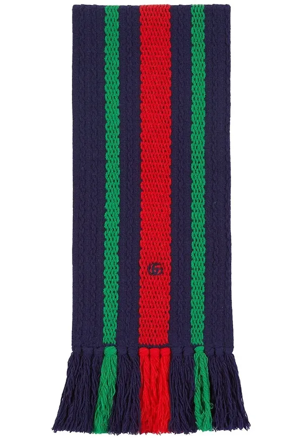 Gucci randig stickad halsduk - Blå