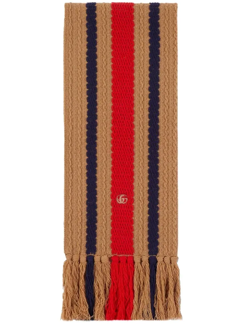 Gucci randig stickad halsduk - Brun