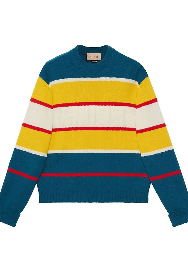 Gucci randig stickad tröja - Blå