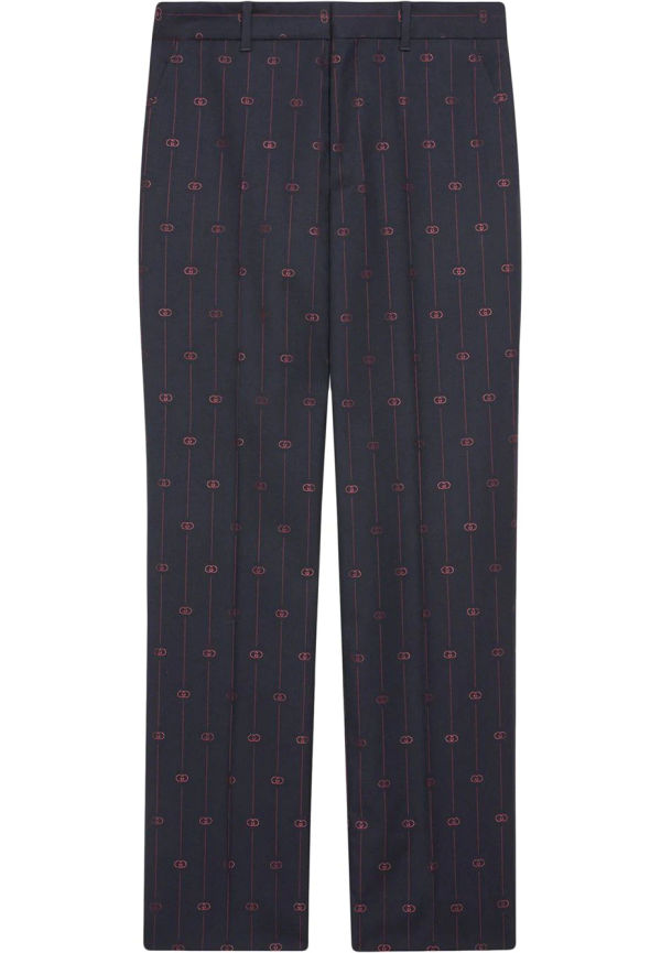 Gucci Retro vida logotypmönstrade byxor - Blå