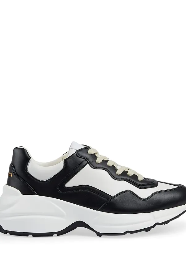 Gucci Rhyton låga lädersneakers - Svart