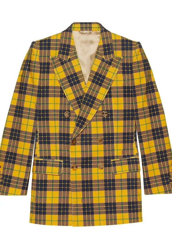 Gucci rutig dubbelknäppt blazer - Gul