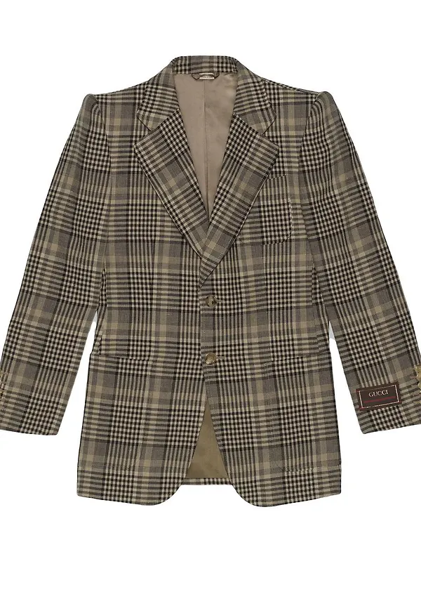 Gucci rutig enkelknäppt blazer - Brun