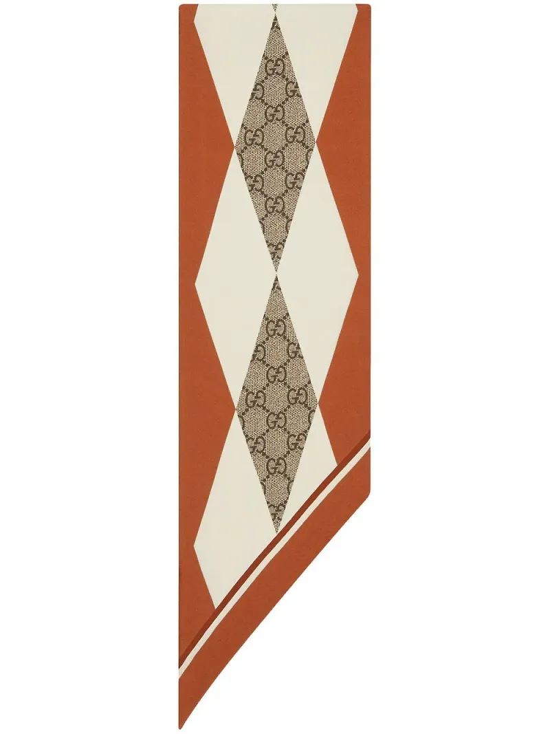Gucci rutig sidensjal - Orange