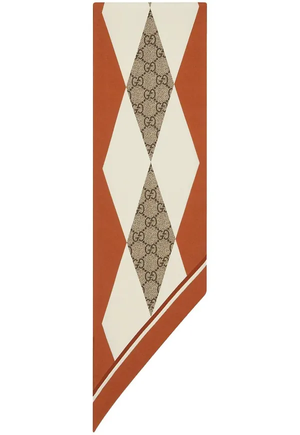 Gucci rutig sidensjal - Orange