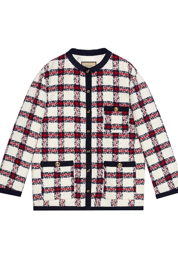 Gucci rutig tweedjacka - Vit