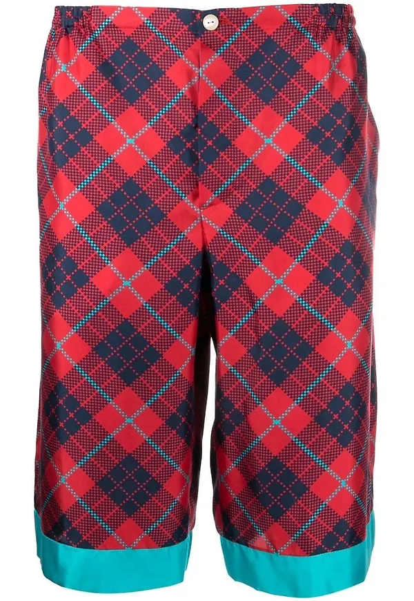 Gucci rutiga bermudashorts - Röd