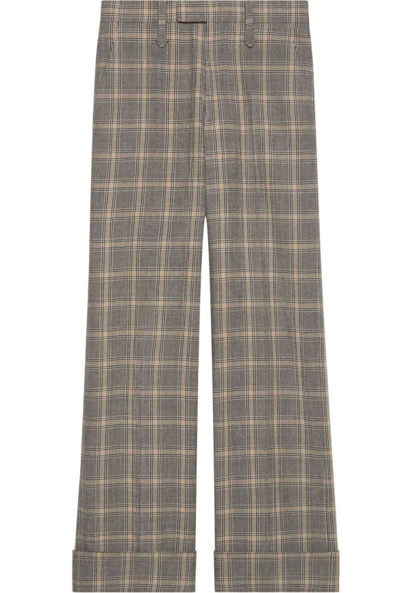 Gucci rutiga byxor med vida ben - Grå