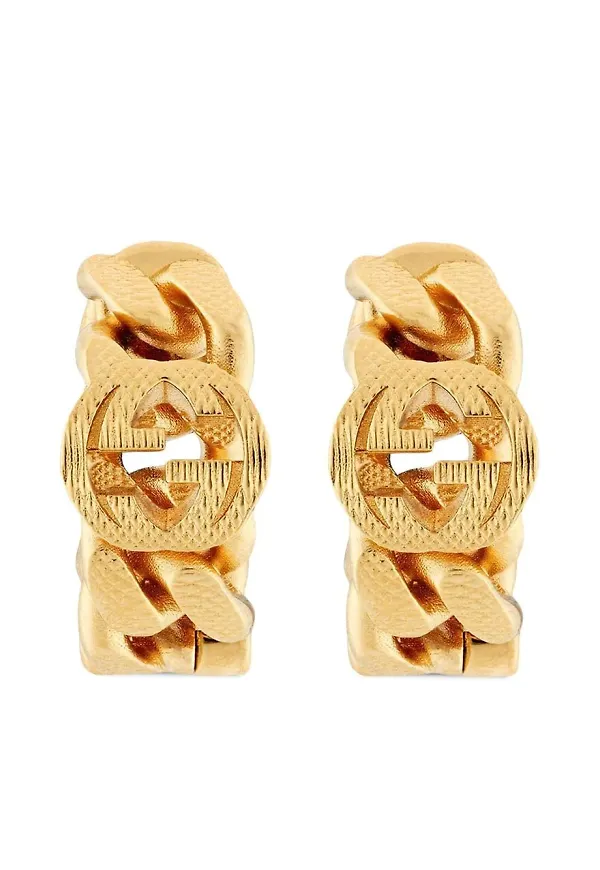 Gucci sammanlänkade hoops - Guldfärgad