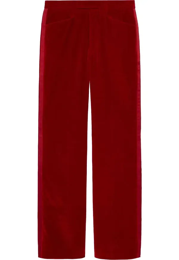 Gucci sammetsbyxor i stretch - Röd