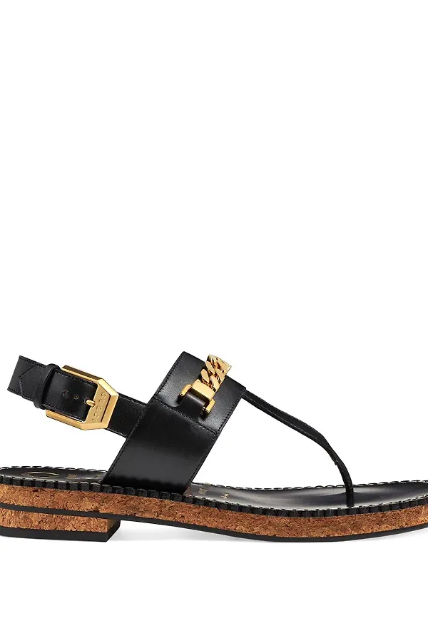 Gucci sandaler med kedjekant - Svart