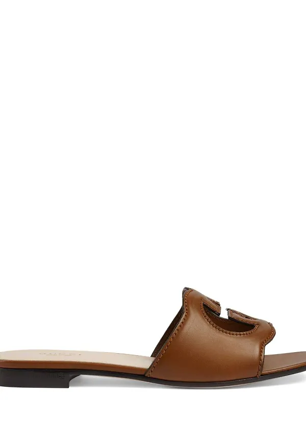 Gucci sandaler med logotyp - Brun