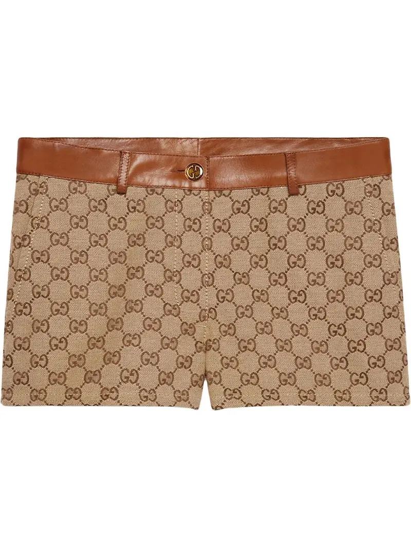 Gucci shorts med läderkant - Neutral