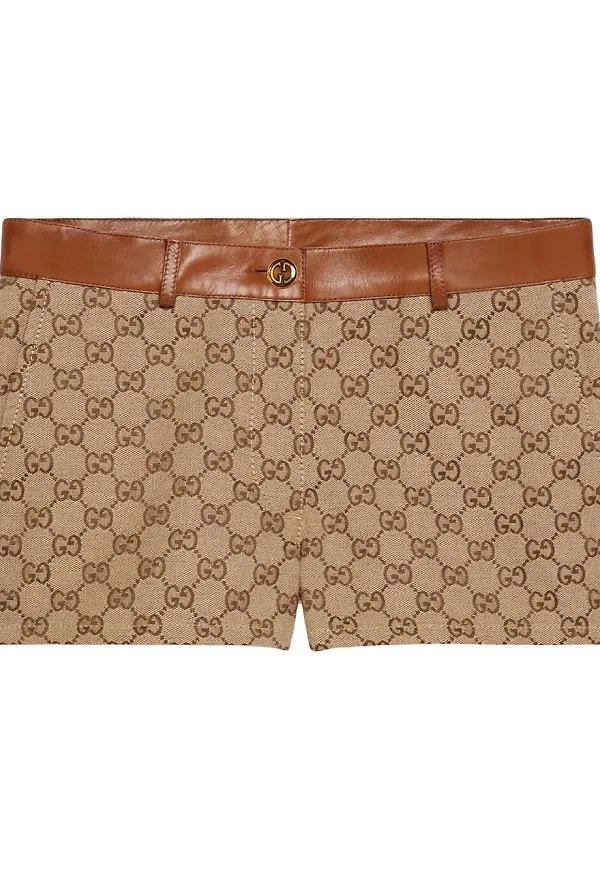 Gucci shorts med läderkant - Neutral