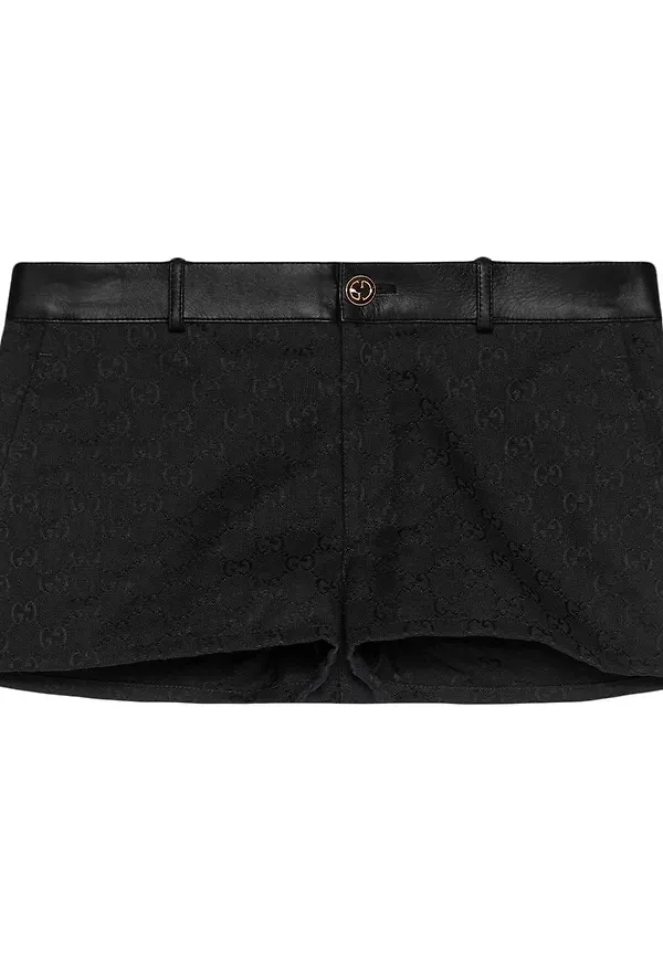 Gucci shorts med läderkant - Svart