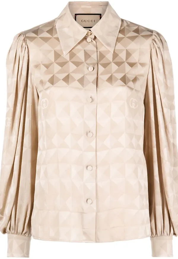 Gucci sidenblus med geometrisk jacquard - Neutral