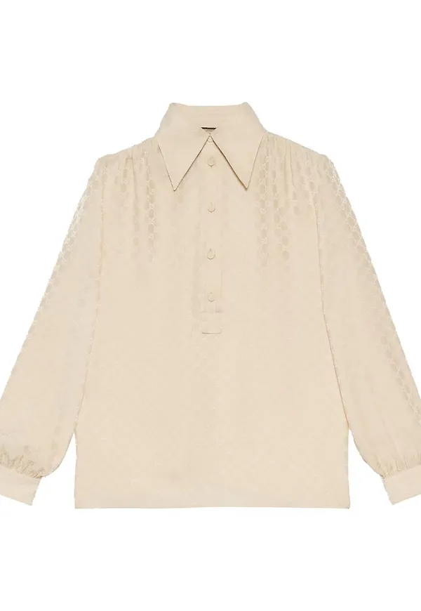 Gucci sidenblus med logotyp - Neutral
