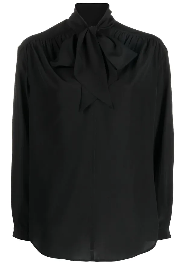 Gucci sidenblus med rosett - Svart