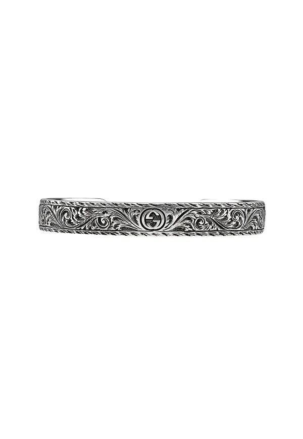 Gucci silverarmband med katthuvud - Silverfärgad
