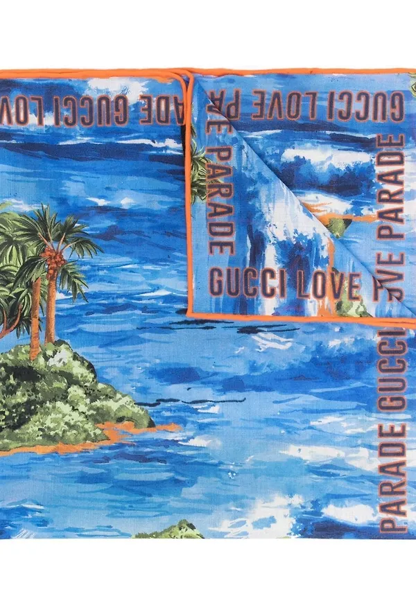 Gucci sjal med grafiskt tryck - Blå
