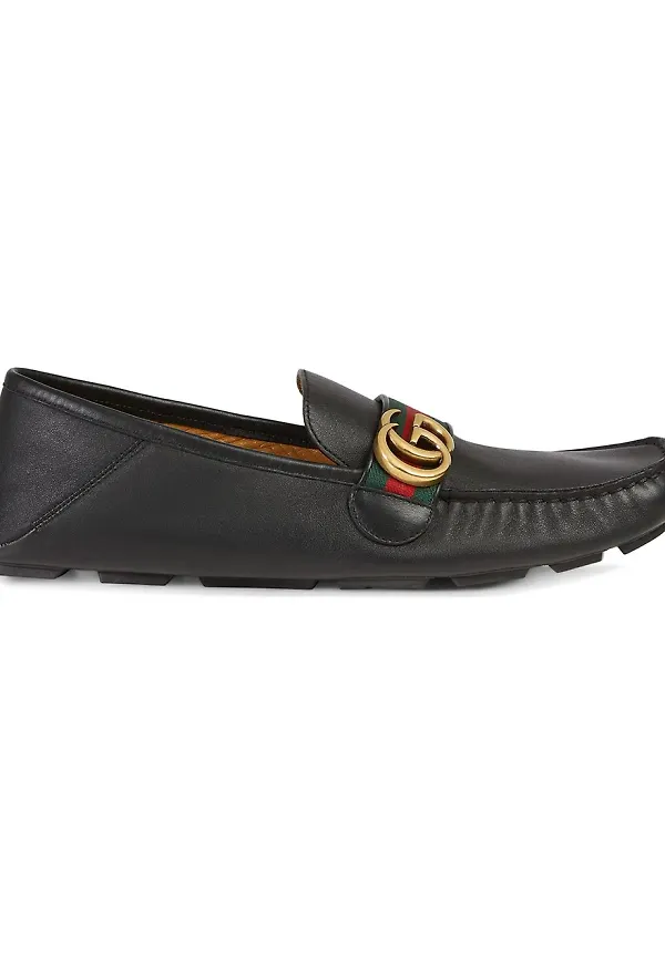 Gucci skinnloafers med karaktäristiskt band - Svart