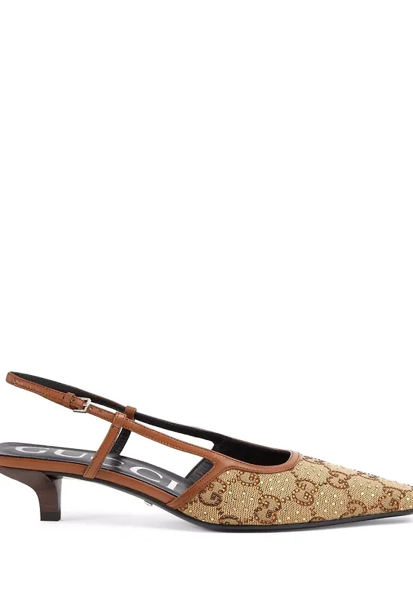 Gucci slingback-pumps med strass - Neutral