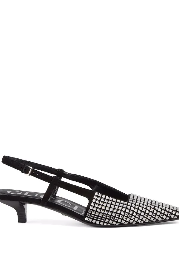 Gucci slingback-pumps med strass - Svart