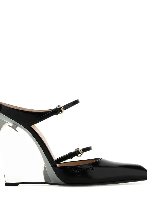 Gucci slip-ons med transparent klack 110 mm - Svart