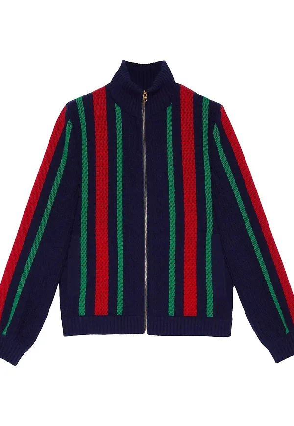Gucci stickad bomberjacka - Blå
