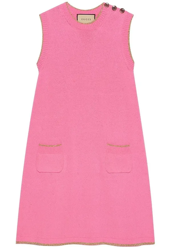 Gucci stickad klänning i lamé - Rosa