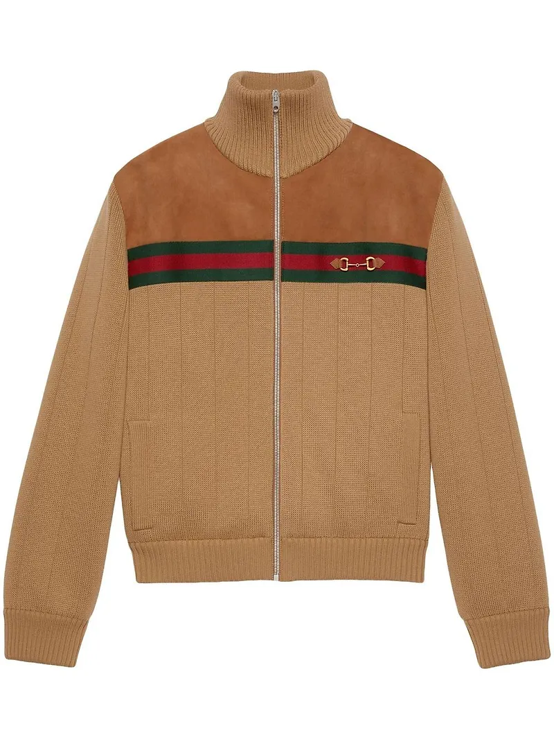 Gucci stickad kofta med bettdetalj - Brun
