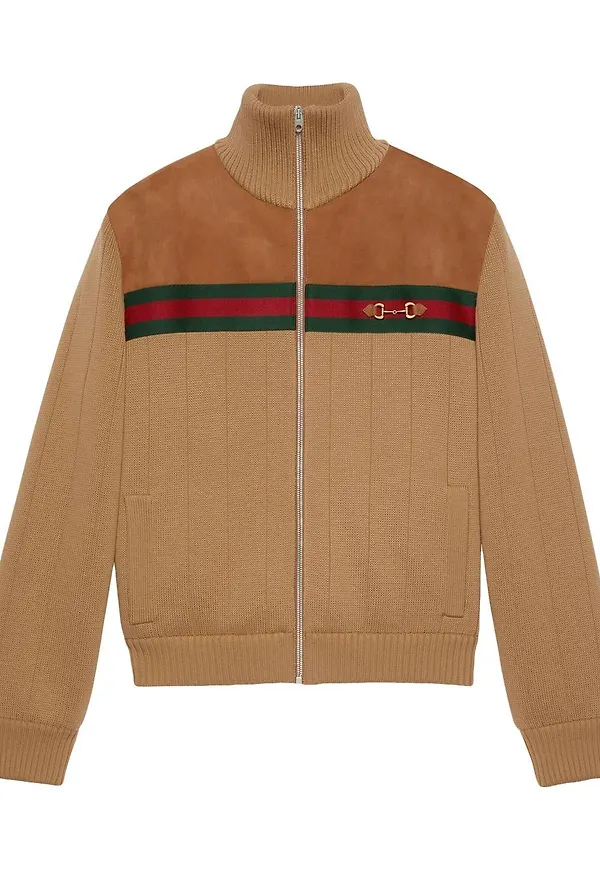 Gucci stickad kofta med bettdetalj - Brun