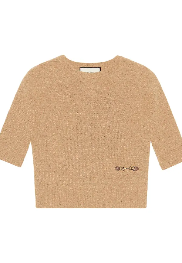 Gucci stickad topp med bettdetalj - Brun