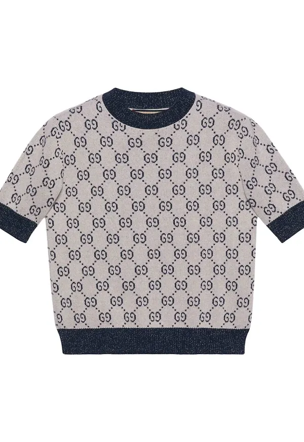 Gucci stickad topp med monogram - Vit