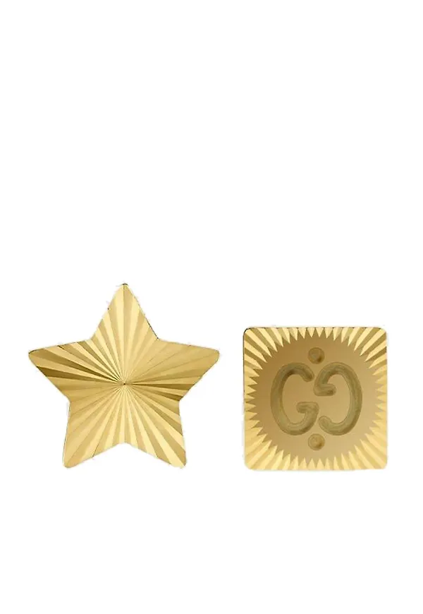Gucci stiftörhängen i 18K gult guld med Interlocking G och stjärna - Guldfärgad