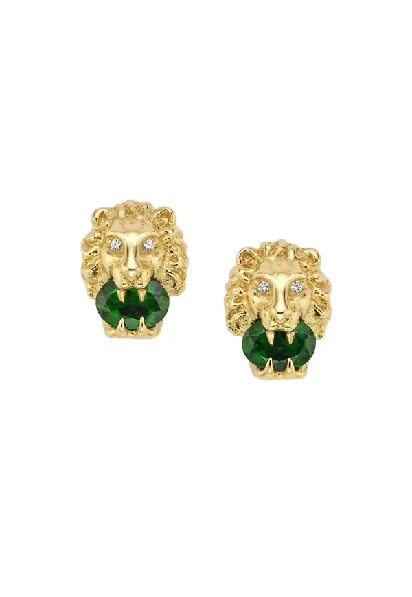 Gucci stiftörhängen i 18K gult guld med lejonhuvud - 8067
