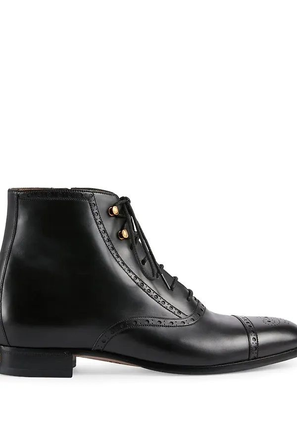 Gucci stövlar med broguedetalj - Svart