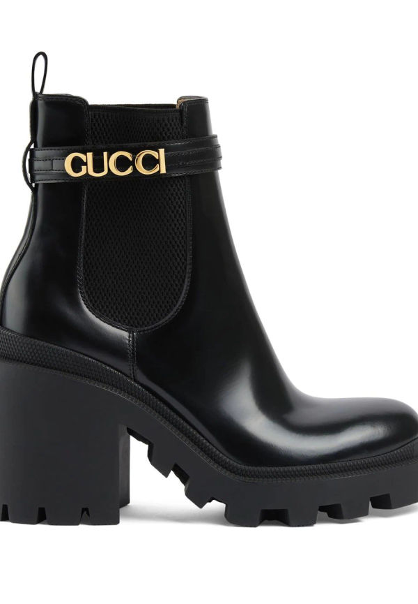 Gucci stövletter med logotyp 70 mm - Svart
