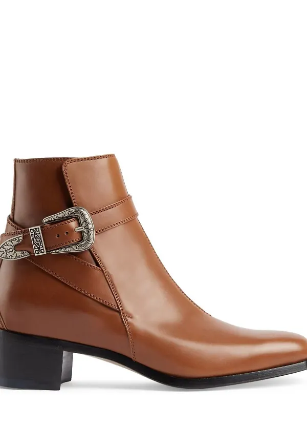 Gucci stövletter med spänne - Brun