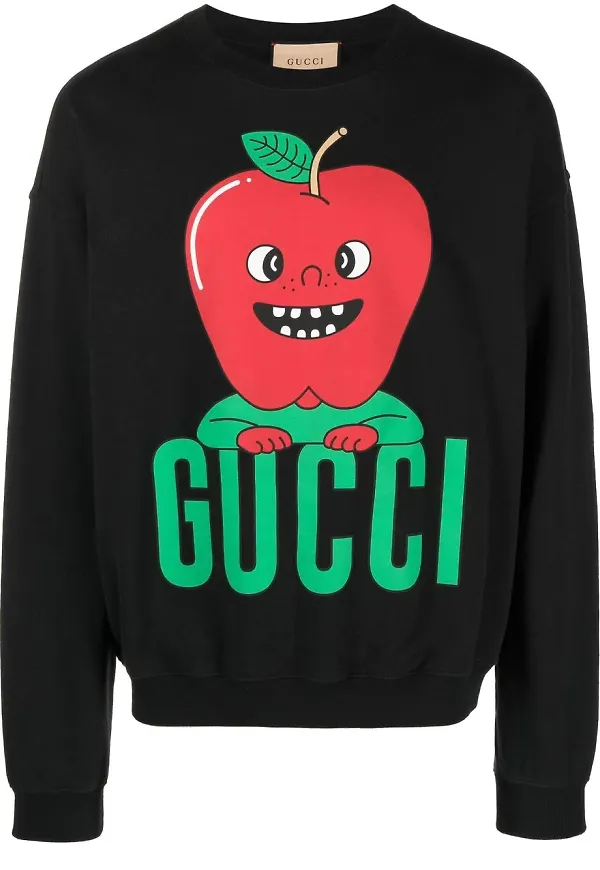 Gucci sweatshirt med grafiskt tryck - Svart