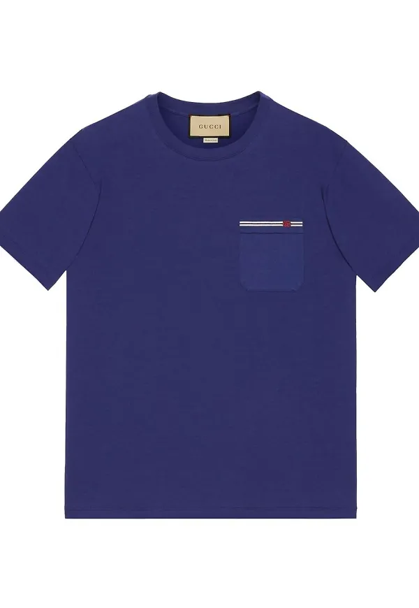 Gucci t-shirt med broderad ficka - Blå