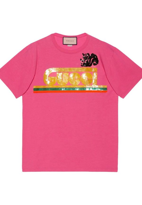 Gucci t-shirt med brodyr - Rosa
