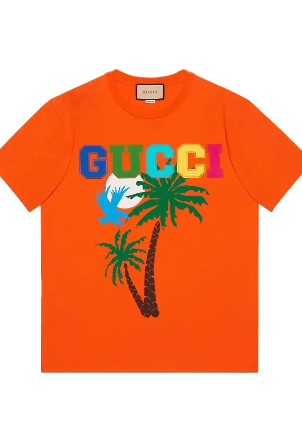 Gucci t-shirt med palmtryck - Orange